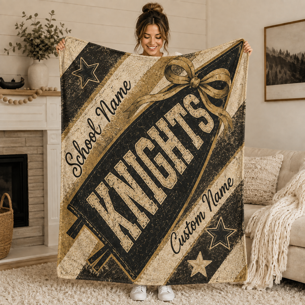 Personalized Pennant Mascot Fleece Blanket, Game Day Stadium Throw