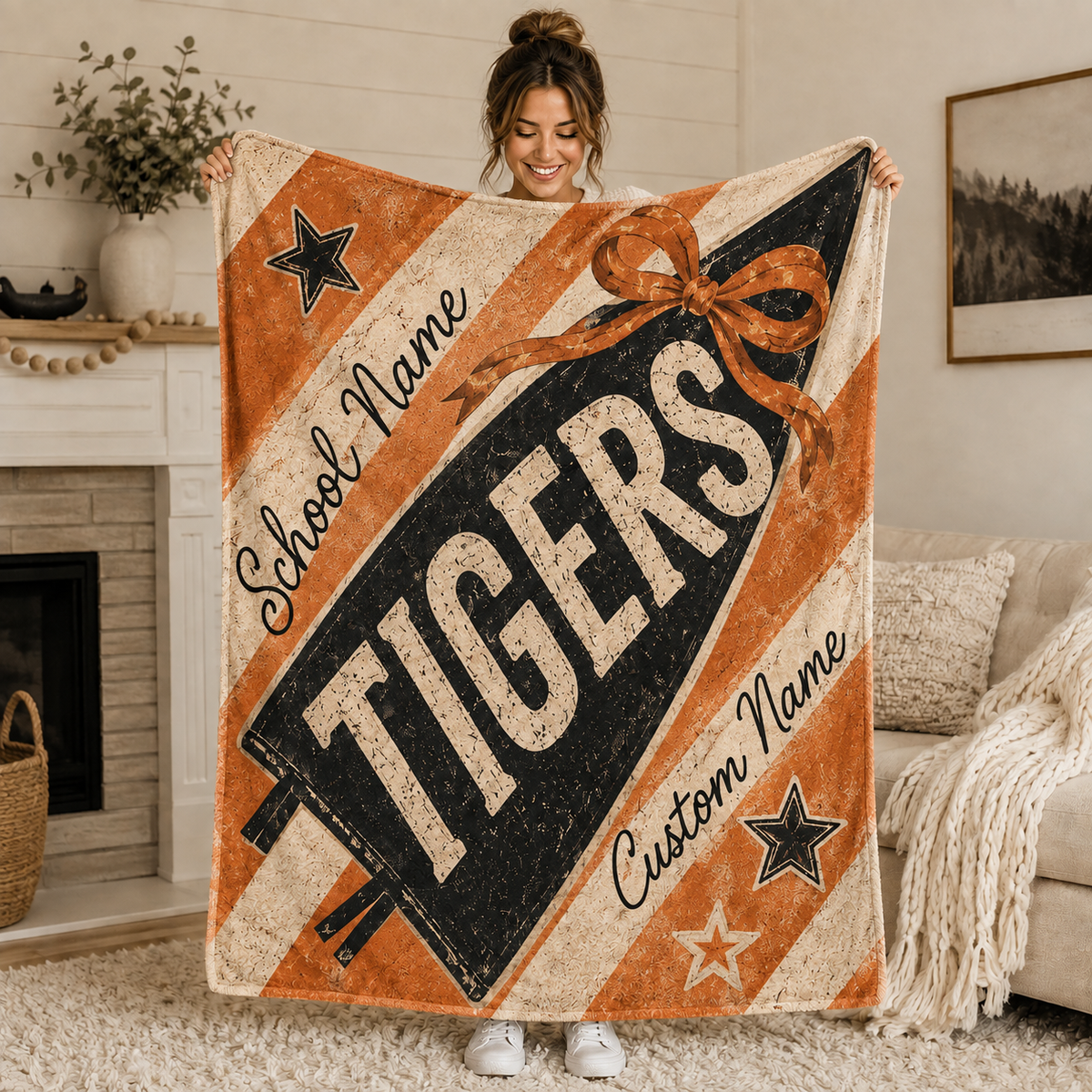 Personalized Pennant Mascot Fleece Blanket, Game Day Stadium Throw