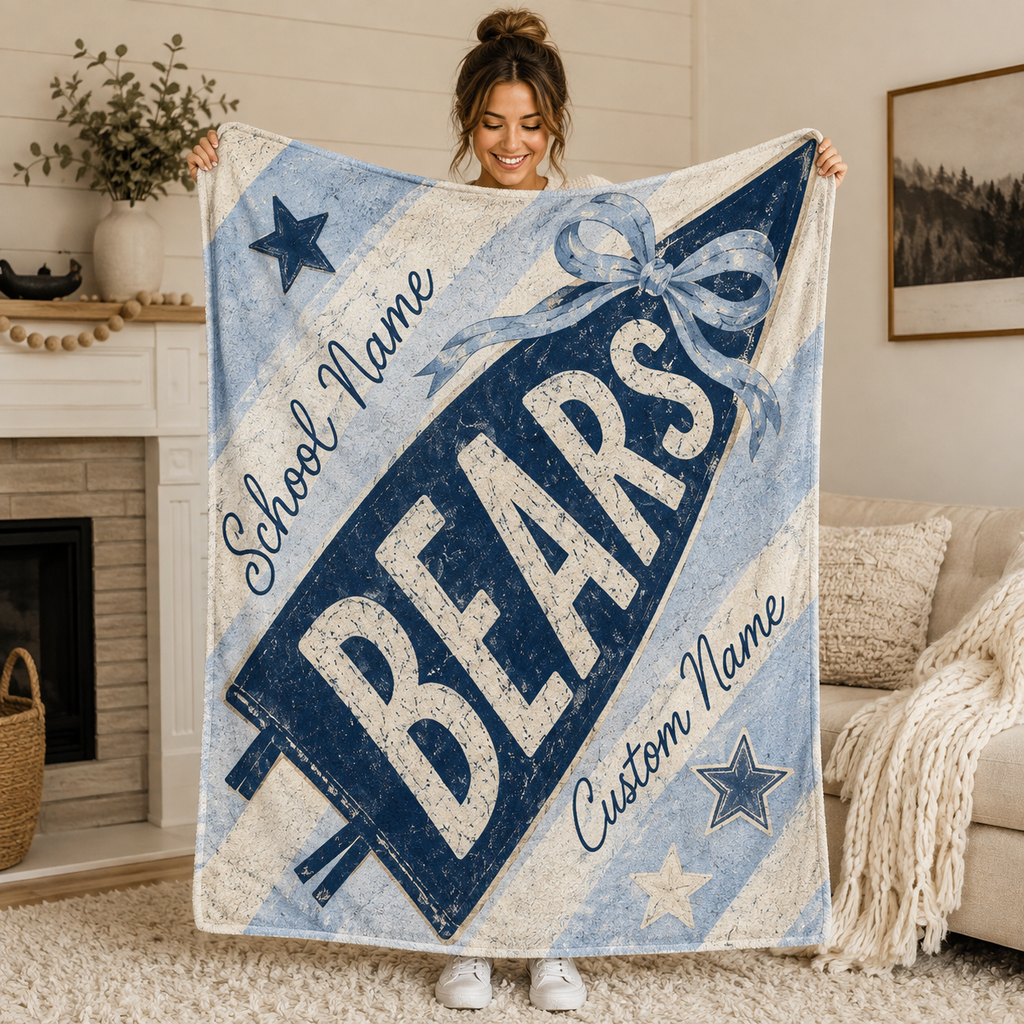 Personalized Pennant Mascot Fleece Blanket, Game Day Stadium Throw
