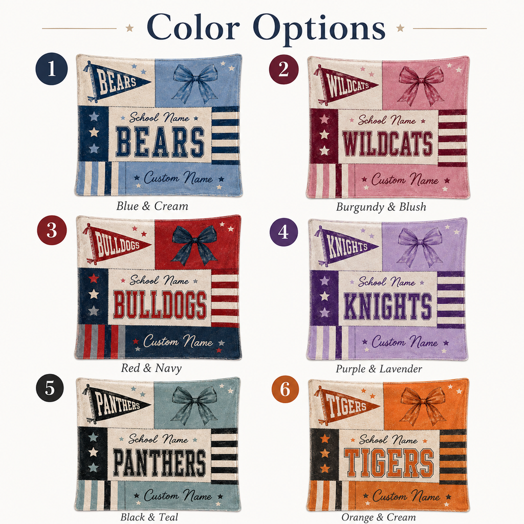 Personalized Coquette Bow Fleece Blanket, Custom Campus Spirit Gift