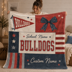Personalized Coquette Bow Fleece Blanket, Custom Campus Spirit Gift
