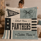 Personalized Coquette Bow Fleece Blanket, Custom Campus Spirit Gift