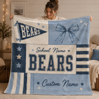 Personalized Coquette Bow Fleece Blanket, Custom Campus Spirit Gift