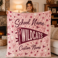 Personalized Coquette Bow Fleece Blanket, Cute School Spirit Gift