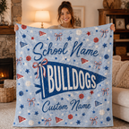 Personalized Coquette Bow Fleece Blanket, Cute School Spirit Gift