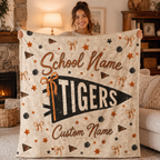 Personalized Coquette Bow Fleece Blanket, Cute School Spirit Gift