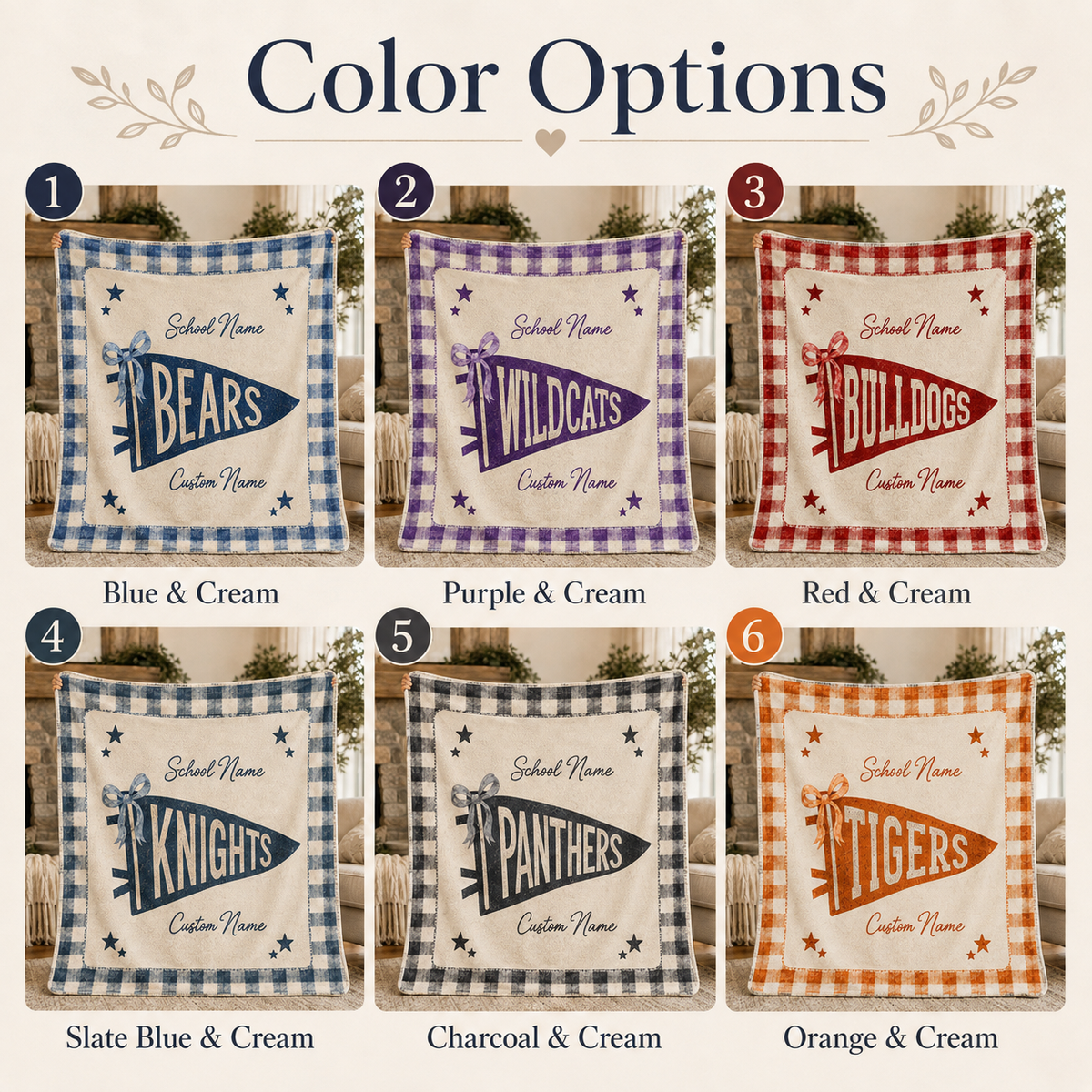 Custom Patchwork College Fleece Blanket, Cute Bow School Spirit Throw