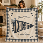 Custom Patchwork College Fleece Blanket, Cute Bow School Spirit Throw