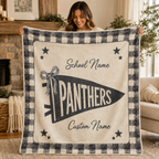 Custom Patchwork College Fleece Blanket, Cute Bow School Spirit Throw