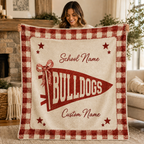 Personalized Bow Pennant Fleece Throw, Cute Game Day Blanket