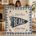 Custom Patchwork College Fleece Blanket, Cute Bow School Spirit Throw