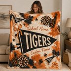 Personalized Coquette Bow Fleece Blanket, Custom School Spirit Gift
