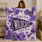 Personalized Coquette Bow Fleece Blanket, Custom School Spirit Gift