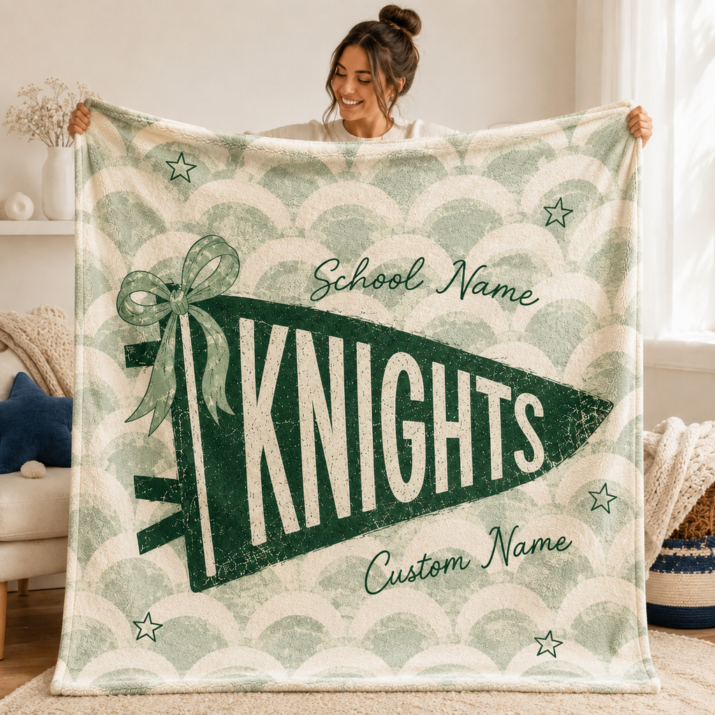 Custom Scallop Wave Pennant Blanket, Game Day Stadium Throw
