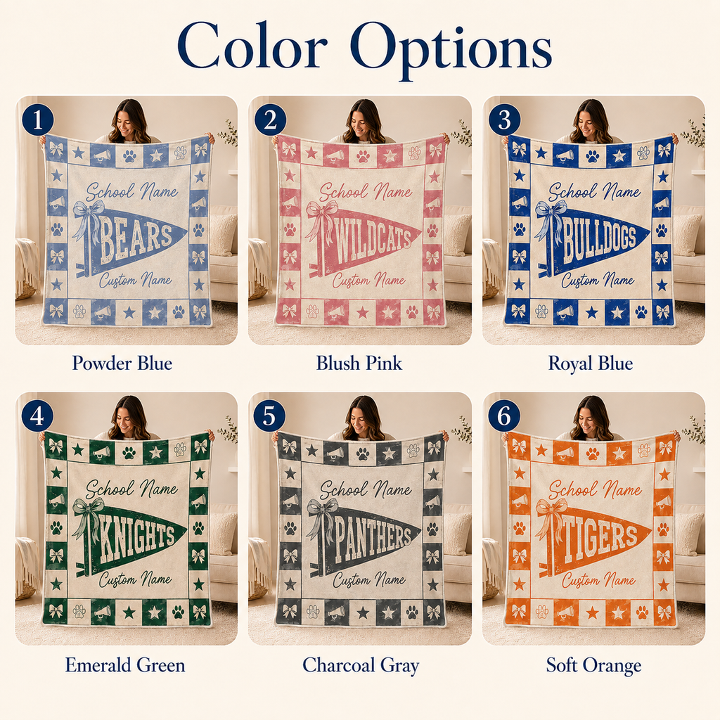 Personalized School Mascot Fleece Blanket, Custom Team Spirit Fan Gift