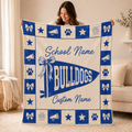 Personalized School Mascot Fleece Blanket, Custom Team Spirit Fan Gift