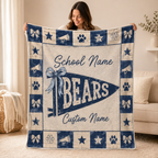 Personalized School Mascot Fleece Blanket, Custom Team Spirit Fan Gift