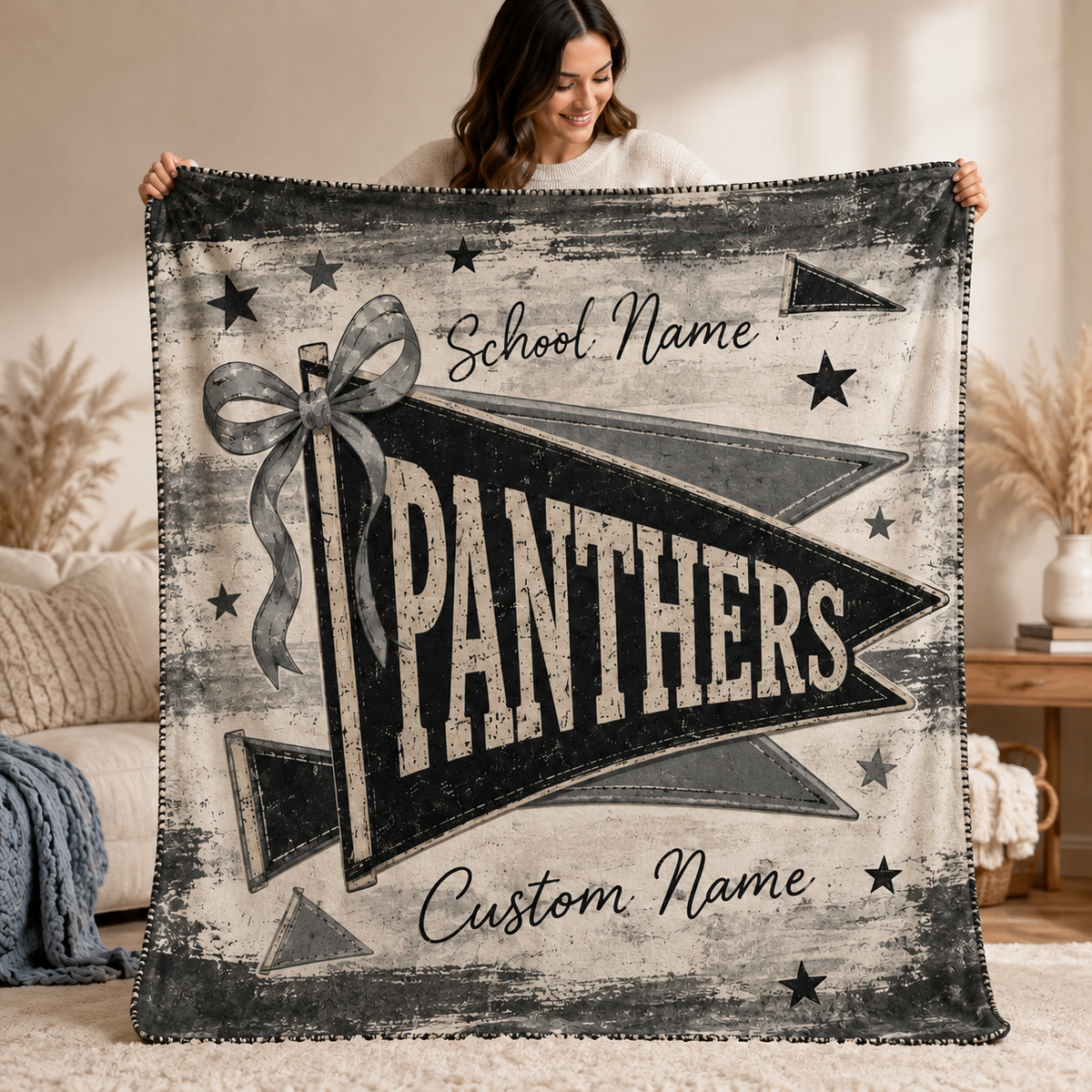 Custom School Spirit Mascot Blanket, Game Day Bleacher Stadium Throw