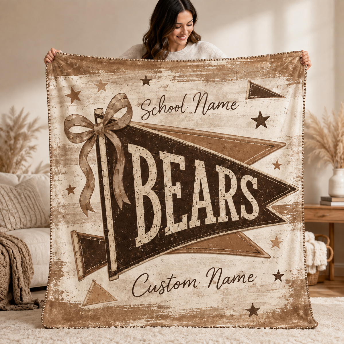 Custom School Spirit Mascot Blanket, Game Day Bleacher Stadium Throw