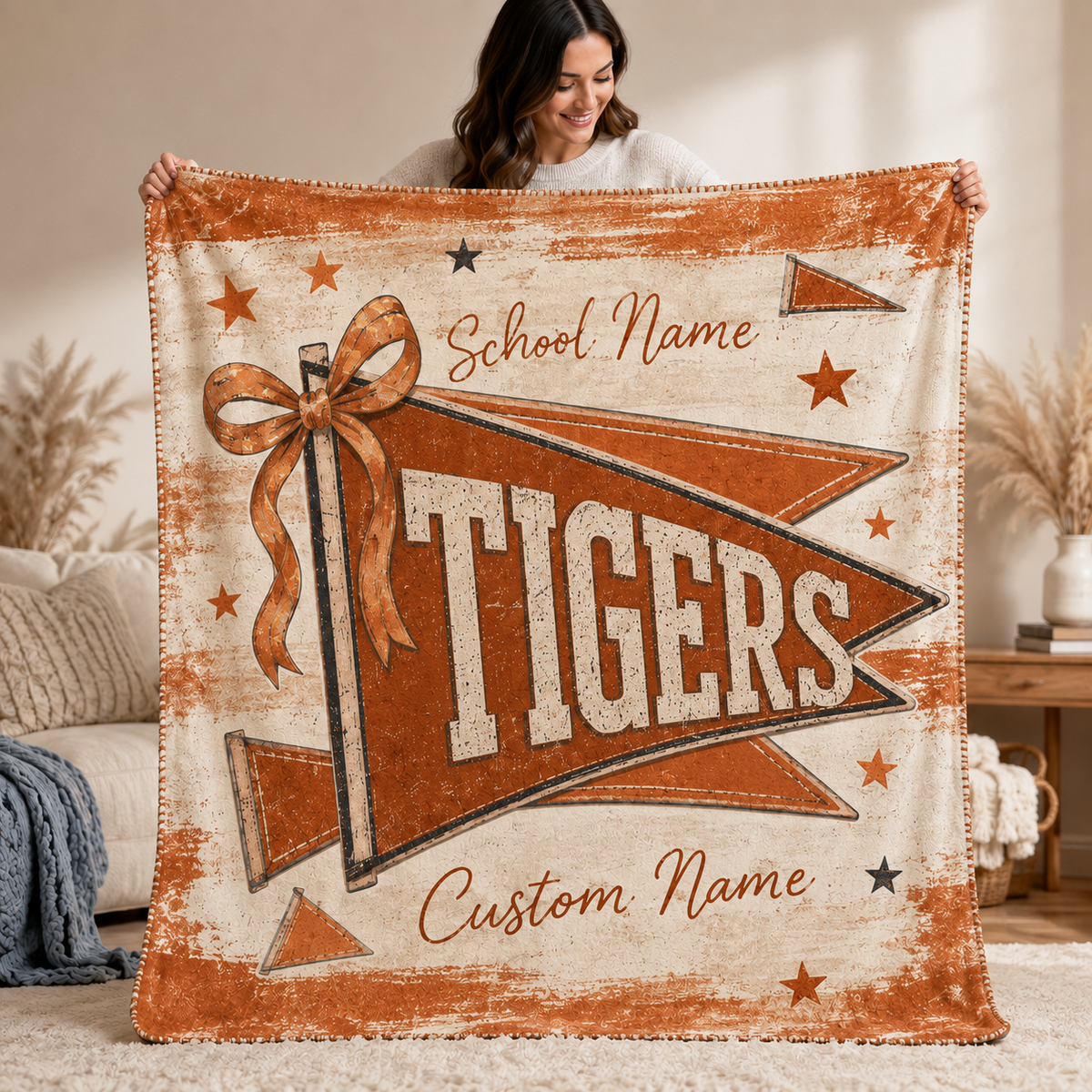 Custom School Spirit Mascot Blanket, Game Day Bleacher Stadium Throw