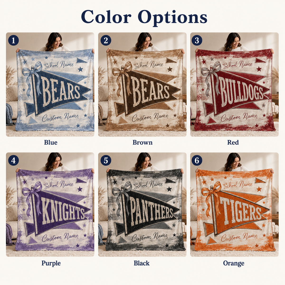 Custom School Spirit Mascot Blanket, Game Day Bleacher Stadium Throw