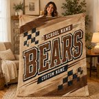 Personalized Checkered School Spirit Blanket, Game Day Stadium Throw