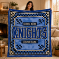 Personalized Checkered Mascot Fleece Blanket, Custom School Spirit Gift
