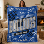Personalized Checkered Stadium Fleece Throw, Custom Team Spirit Blanket