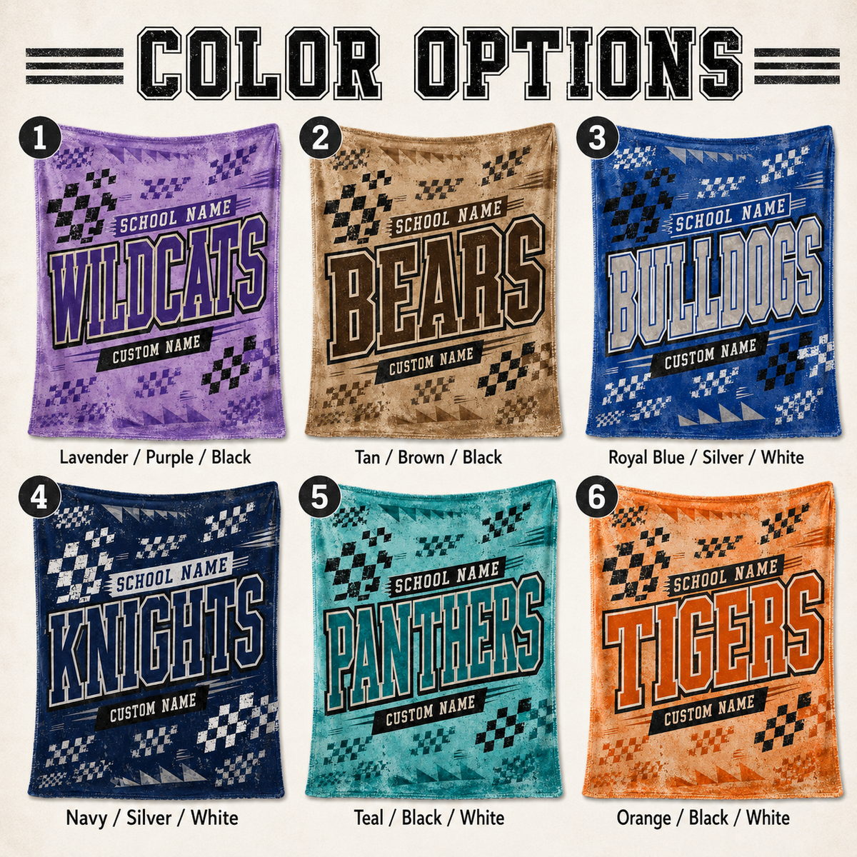 Personalized Checkered Stadium Fleece Throw, Custom Team Spirit Blanket