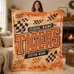 Personalized Checkered Stadium Fleece Throw, Custom Team Spirit Blanket