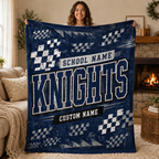 Personalized Checkered Stadium Fleece Throw, Custom Team Spirit Blanket