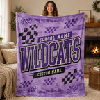 Personalized Checkered Stadium Fleece Throw, Custom Team Spirit Blanket