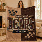 Personalized Split Color Mascot Blanket, Custom School Spirit Fan Gift
