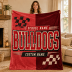 Personalized Split Color Mascot Blanket, Custom School Spirit Fan Gift