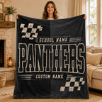 Personalized Split Color Mascot Blanket, Custom School Spirit Fan Gift
