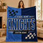 Personalized Split Color Mascot Blanket, Custom School Spirit Fan Gift