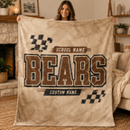 Personalized Checkered Stadium Fleece Throw, Custom Team Spirit Blanket