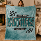 Personalized Checkered Stadium Fleece Throw, Custom Team Spirit Blanket