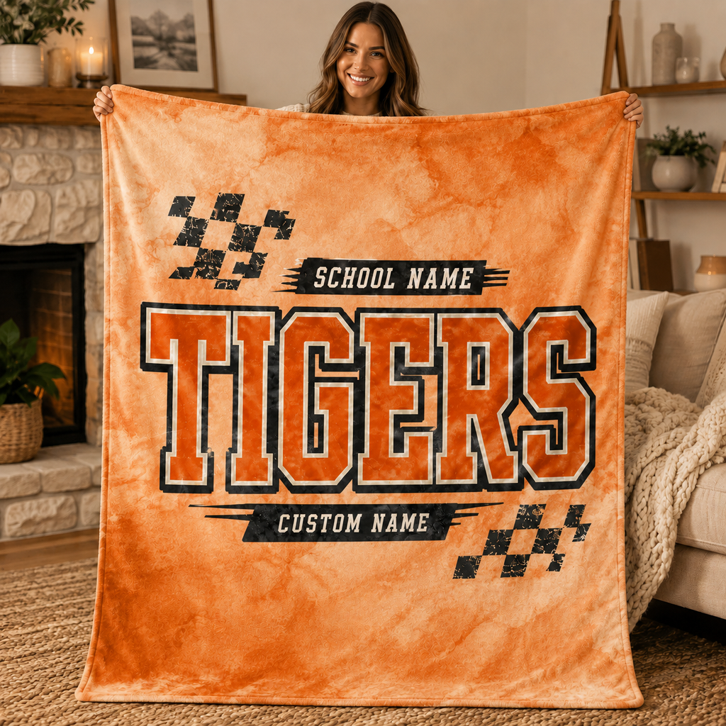 Personalized Checkered Stadium Fleece Throw, Custom Team Spirit Blanket