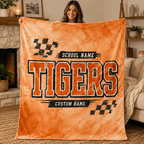 Personalized Checkered Stadium Fleece Throw, Custom Team Spirit Blanket