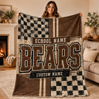Personalized Split Color Mascot Fleece Blanket, Custom School Spirit Gift