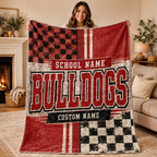 Personalized Split Color Mascot Fleece Blanket, Custom School Spirit Gift