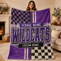 Personalized Split Color Mascot Fleece Blanket, Custom School Spirit Gift