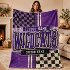 Personalized Split Color Mascot Fleece Blanket, Custom School Spirit Gift