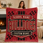 Personalized Mascot Shield Fleece Blanket, Custom School Spirit Fan Gift