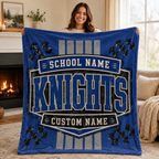 Personalized Mascot Shield Fleece Blanket, Custom School Spirit Fan Gift