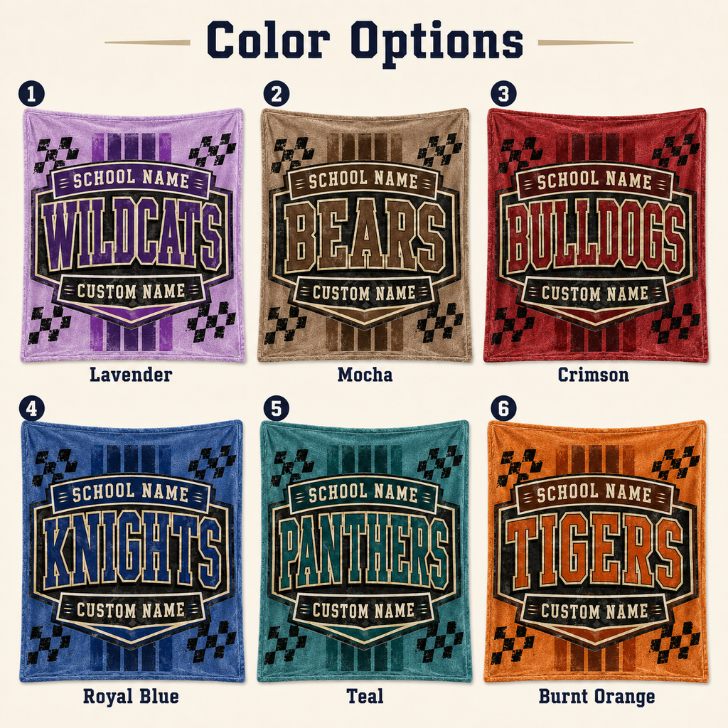 Personalized Mascot Shield Fleece Blanket, Custom School Spirit Fan Gift