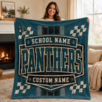 Personalized Mascot Shield Fleece Blanket, Custom School Spirit Fan Gift