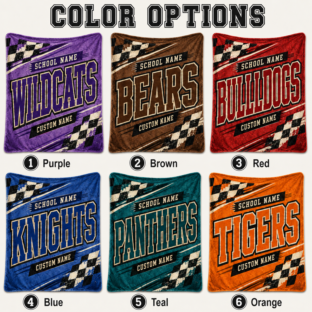 Personalized Racing Mascot Fleece Blanket, Custom School Spirit Gift