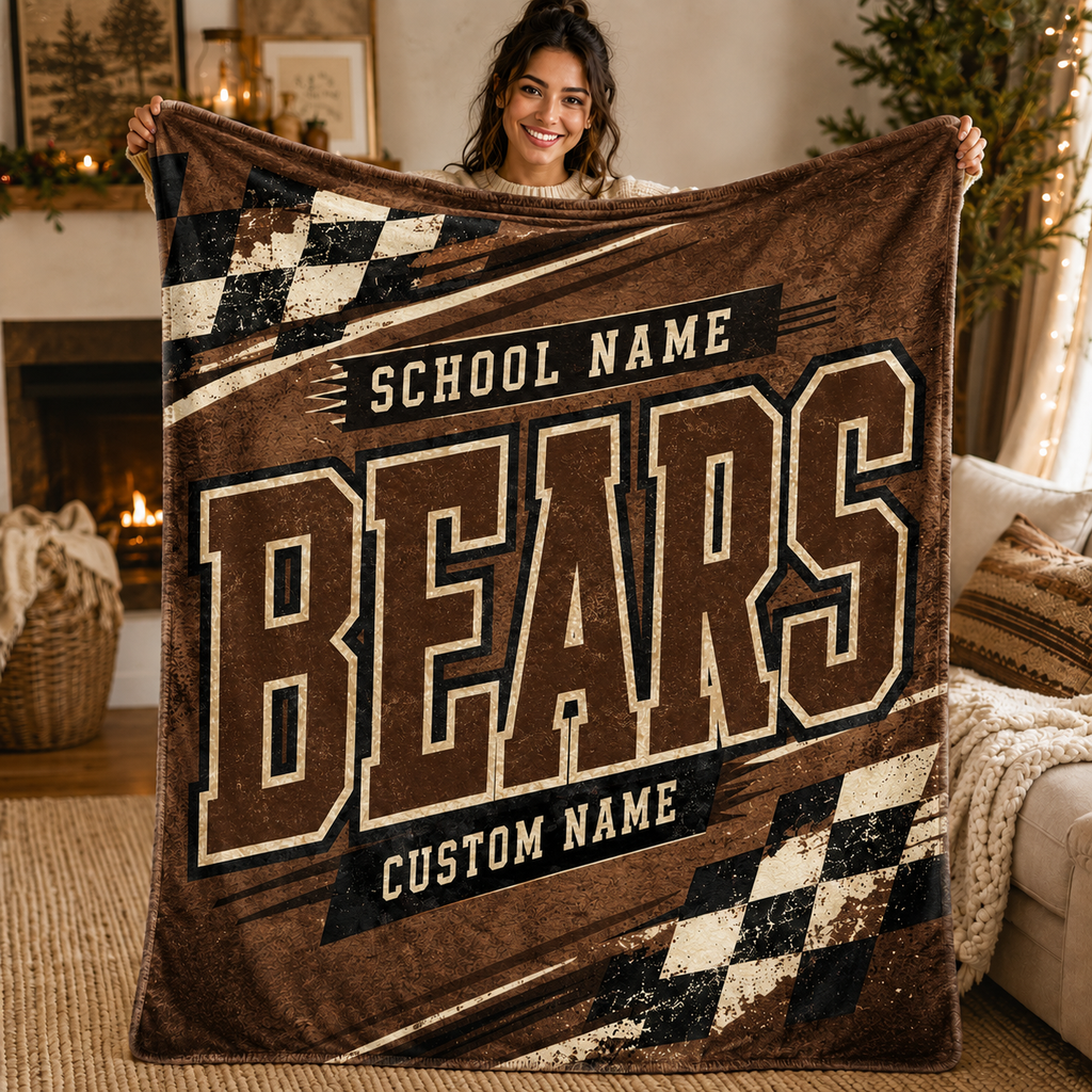 Personalized Racing Mascot Fleece Blanket, Custom School Spirit Gift